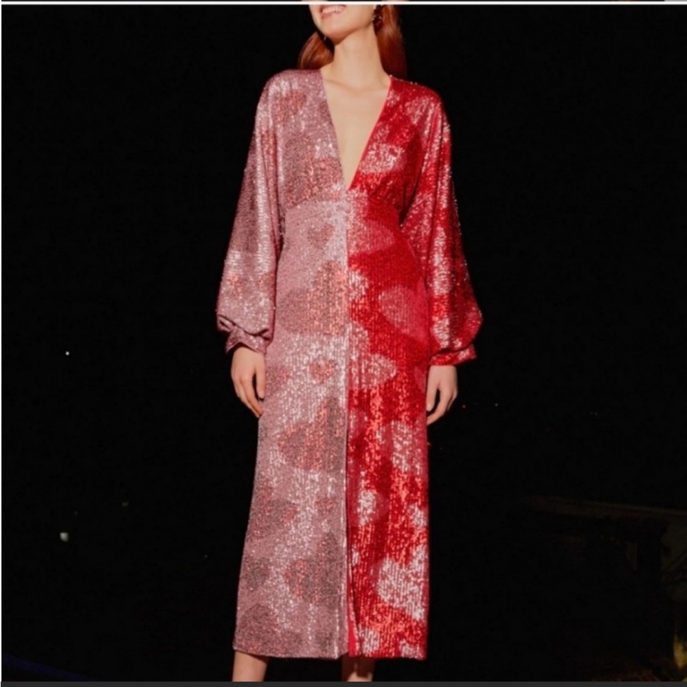 FARM Rio Heart Sequin Midi
